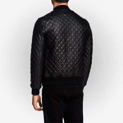 Men’s Quilted Black Bomber Jacket Max Jackets