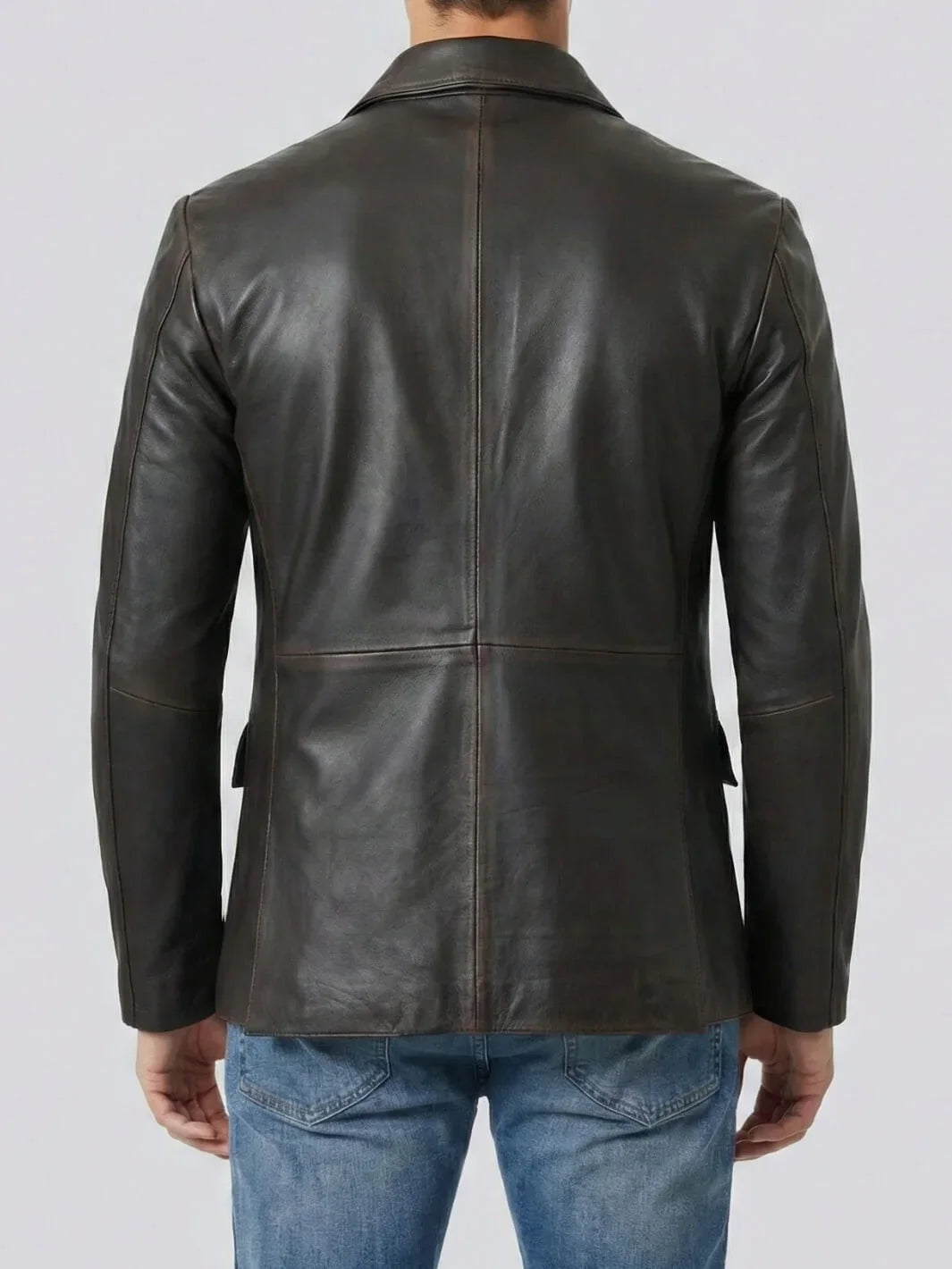 Men's Rub-Off Brown Leather Blazer