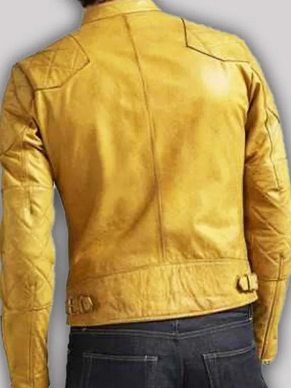 Men’s Quilted Yellow Leather Jacket Max Jackets