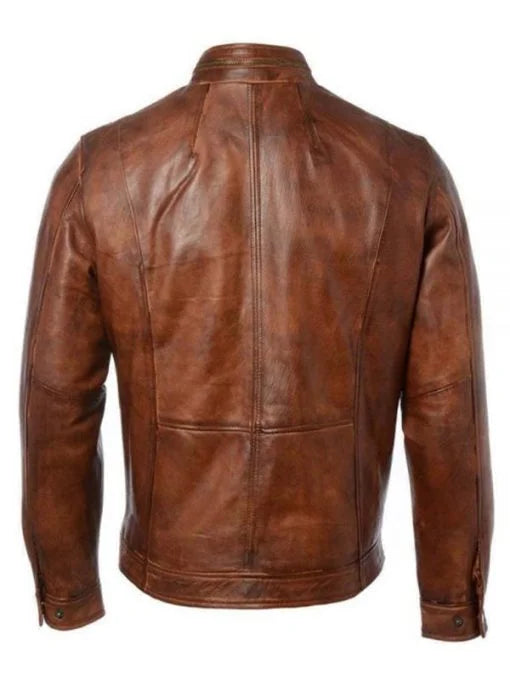 Mens Classical Motorcycle Genuine Leather Jacket Max Jackets