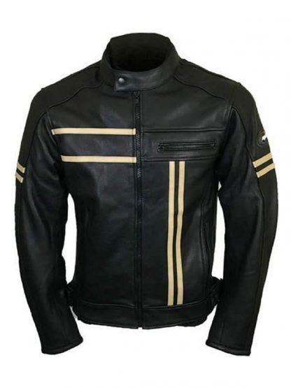 Men's Black Retro Leather Biker Jacket Max Jackets