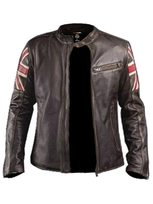 Men’s Cafe Racer Style Brown Leather Jacket Max Jackets