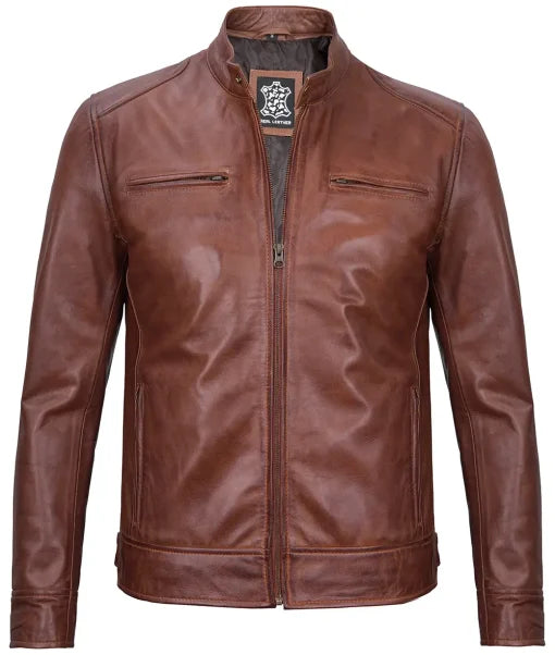 Men’s Real Leather Motorcycle Jacket | Cafe Racer Style Max Jackets