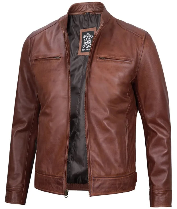 Men’s Real Leather Motorcycle Jacket | Cafe Racer Style Max Jackets