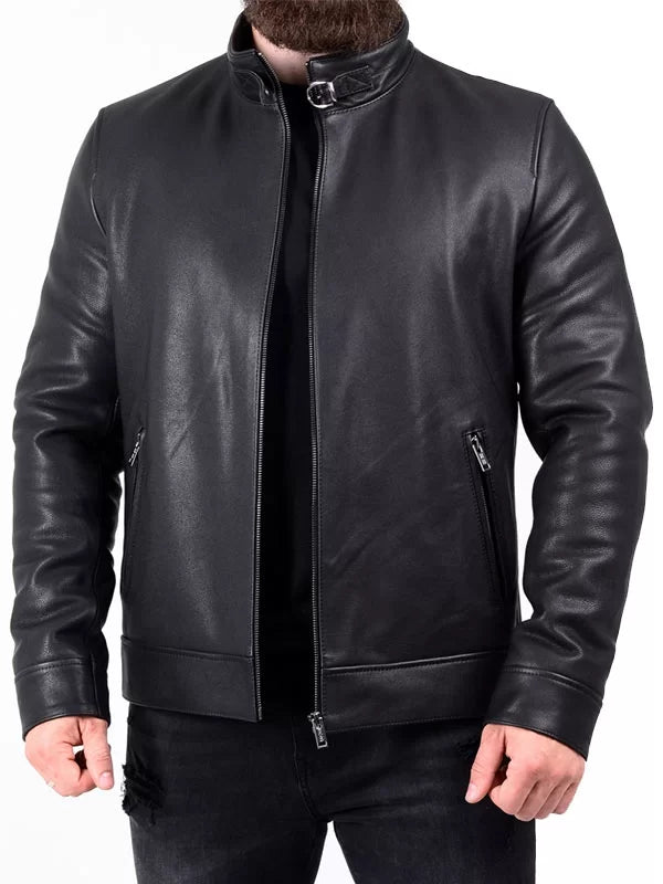 MENS GENUINE LEATHER BIKER JACKET Max Jackets