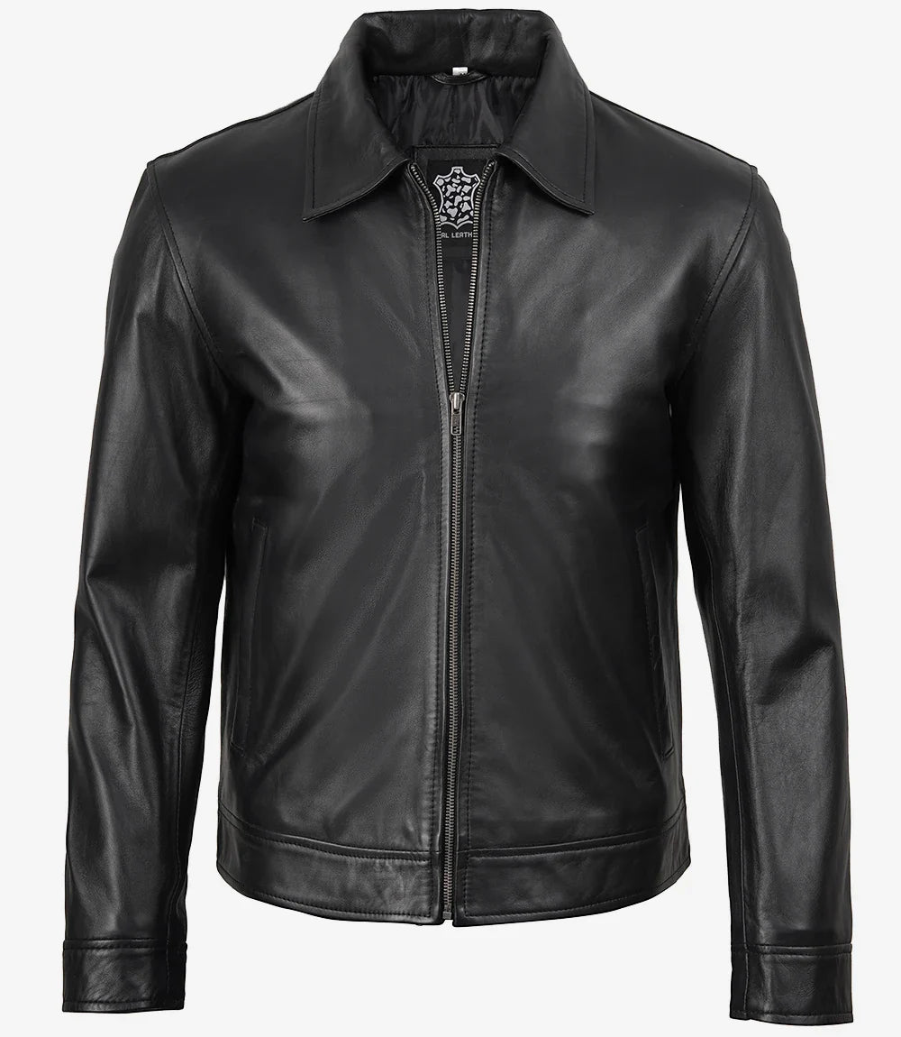 Men's Mike Harrington Black Leather Jacket