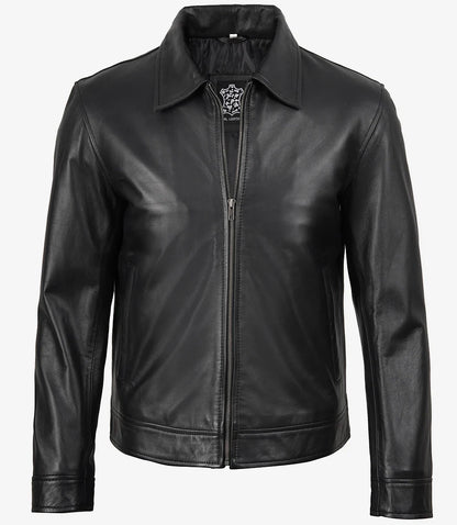 Men's Mike Harrington Black Leather Jacket