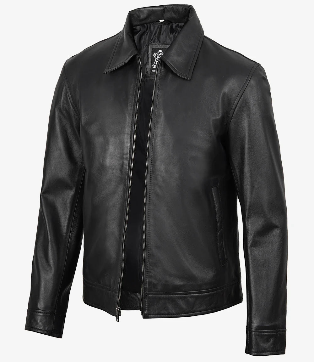 Men's Mike Harrington Black Leather Jacket