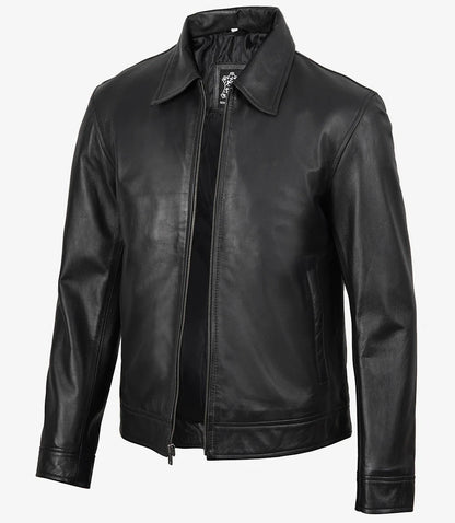 Men's Mike Harrington Black Leather Jacket