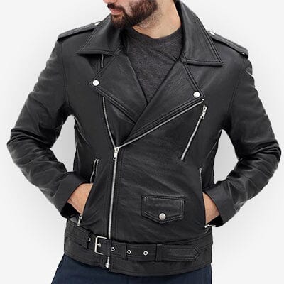 Men's Black Motorcycle Real Leather Jacket Max Jackets