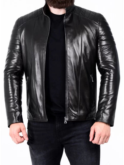 Men’s Padded Leather Biker Jacket Max Jackets