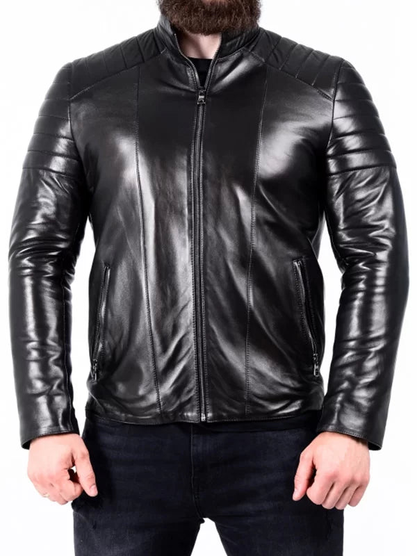 Men’s Padded Leather Biker Jacket Max Jackets