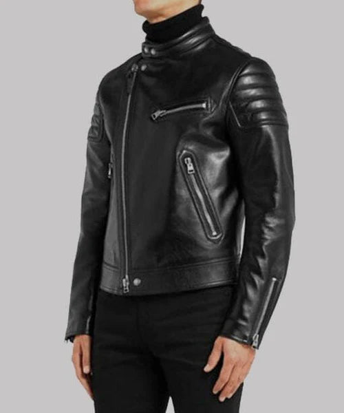 Men's Black Padded Sleeves Leather Jacket Max Jackets
