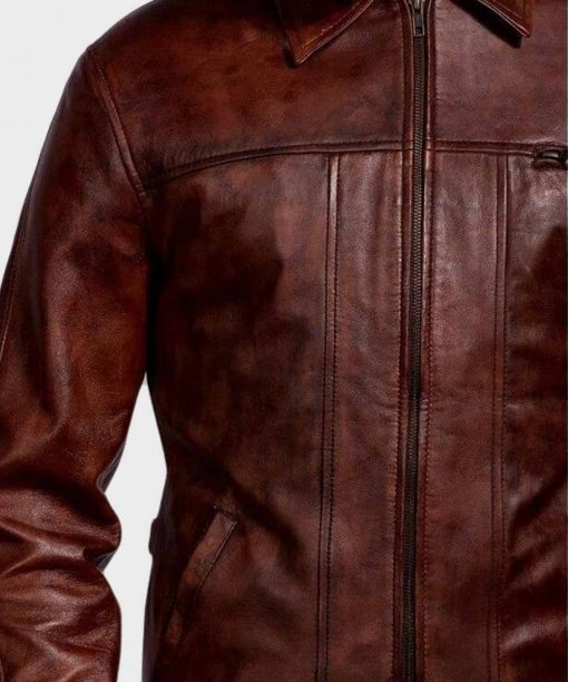 Mens Brown Distressed Leather Jacket Max Jackets