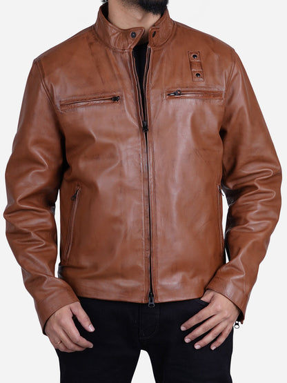 Jakub Men's Distressed Brown Motorcycle Leather Jacket Max Jackets