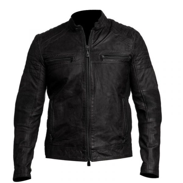 Mens Biker Vintage Distressed Cafe Racer Jacket Max Jackets