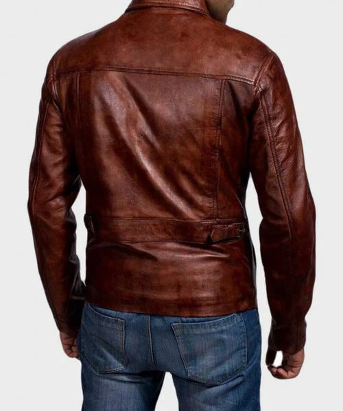 Mens Brown Distressed Leather Jacket Max Jackets