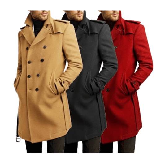 Double Breasted Belted Trench Wool Coat Vintage Jacket