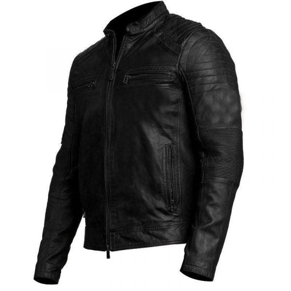 Mens Biker Vintage Distressed Cafe Racer Jacket Max Jackets
