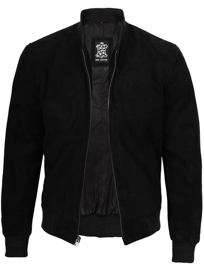 Adamsville Men's Black Suede Bomber Jacket