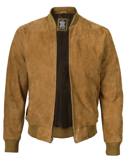 Men's Brown Suede Bomber Jacket