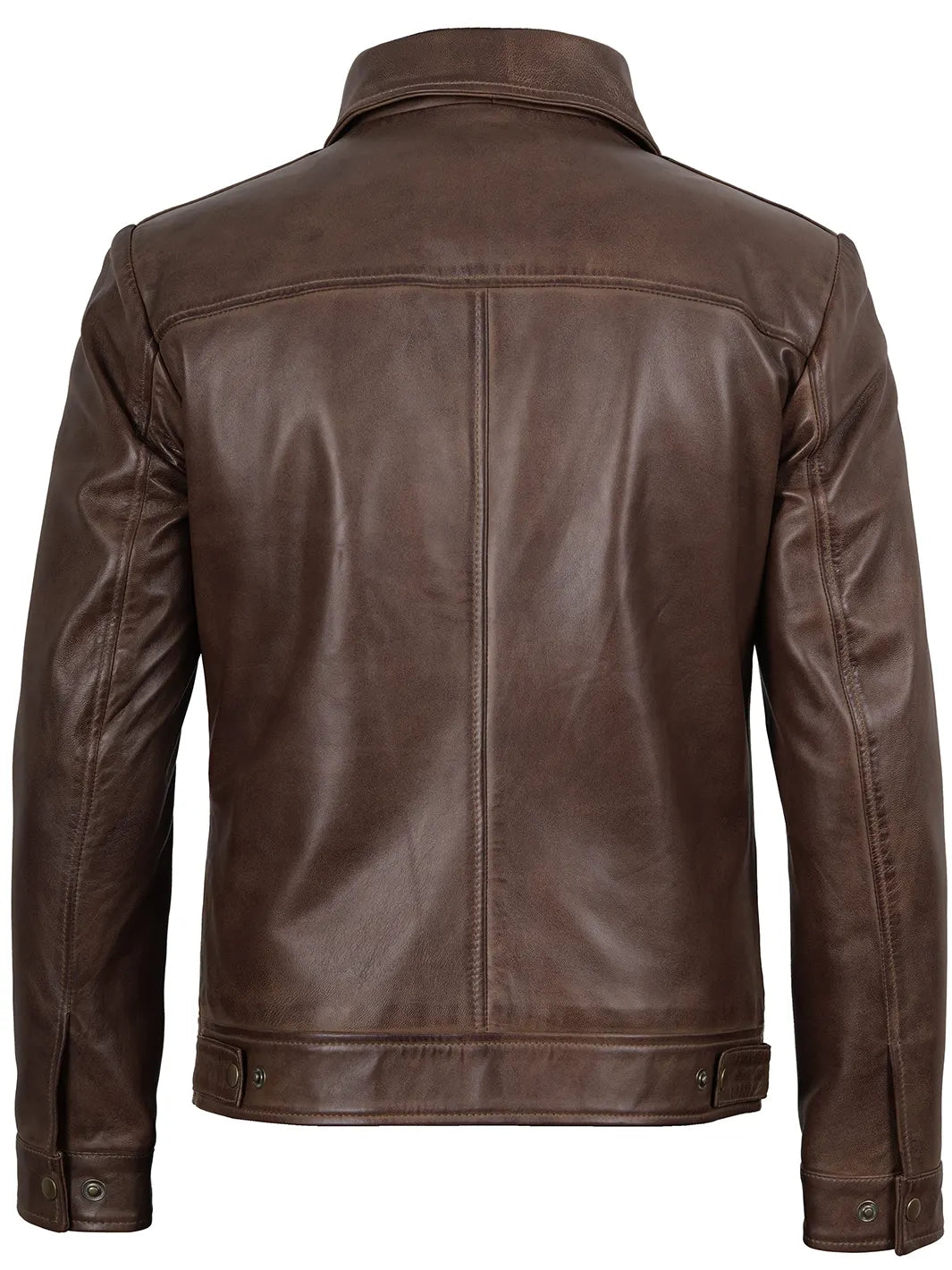 Men's Chocolate Brown Leather Harrington Jacket