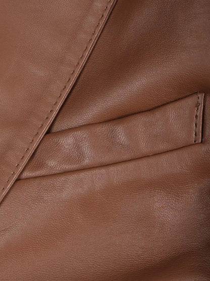 Men's Cognac Brown Leather Blazer