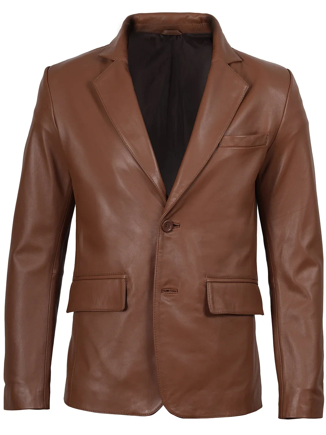 Men's Cognac Brown Leather Blazer