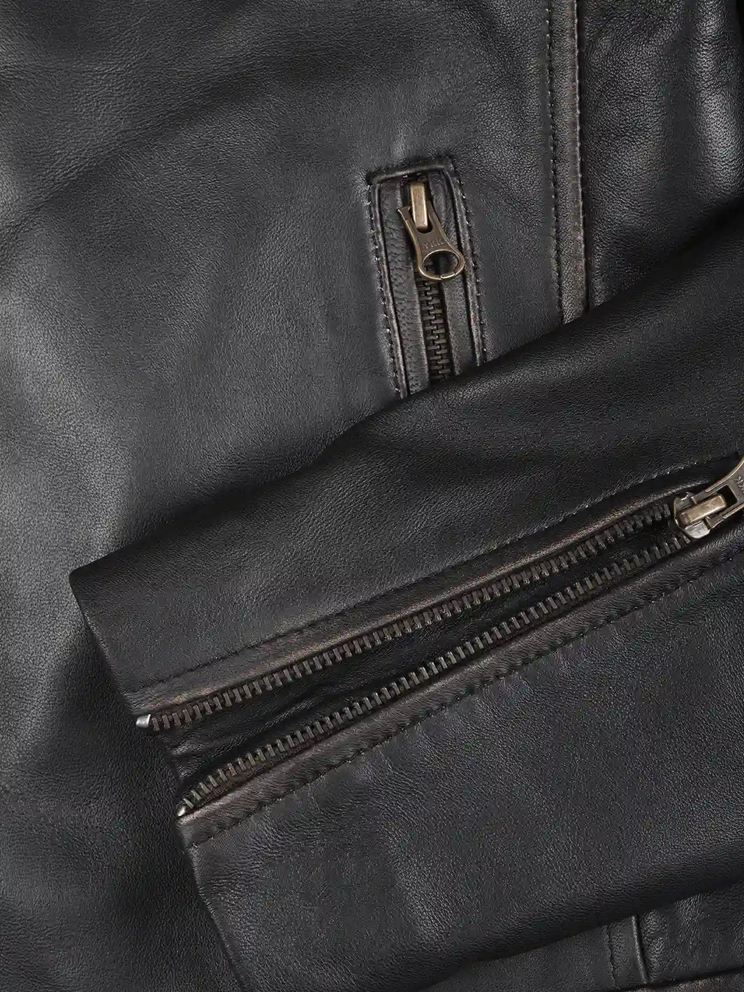 Men's Rub-Off Brown Leather Cafe Racer Jacket