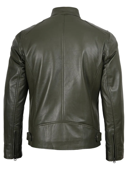 Dodge Men’s Green Leather Jacket | Biker Style