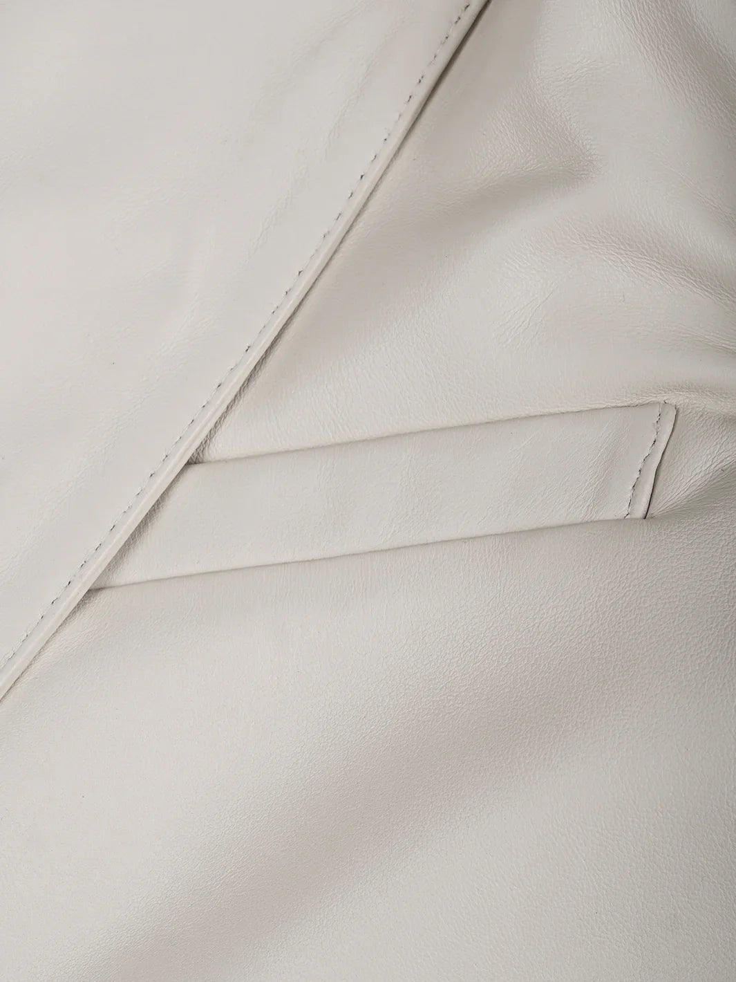 Mens Two Buttons Off White Leather Blazer