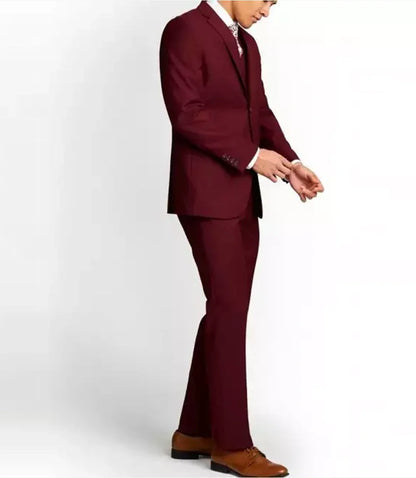 Men's Slim Fit Maroon 3-Piece Suit – Notch Lapel