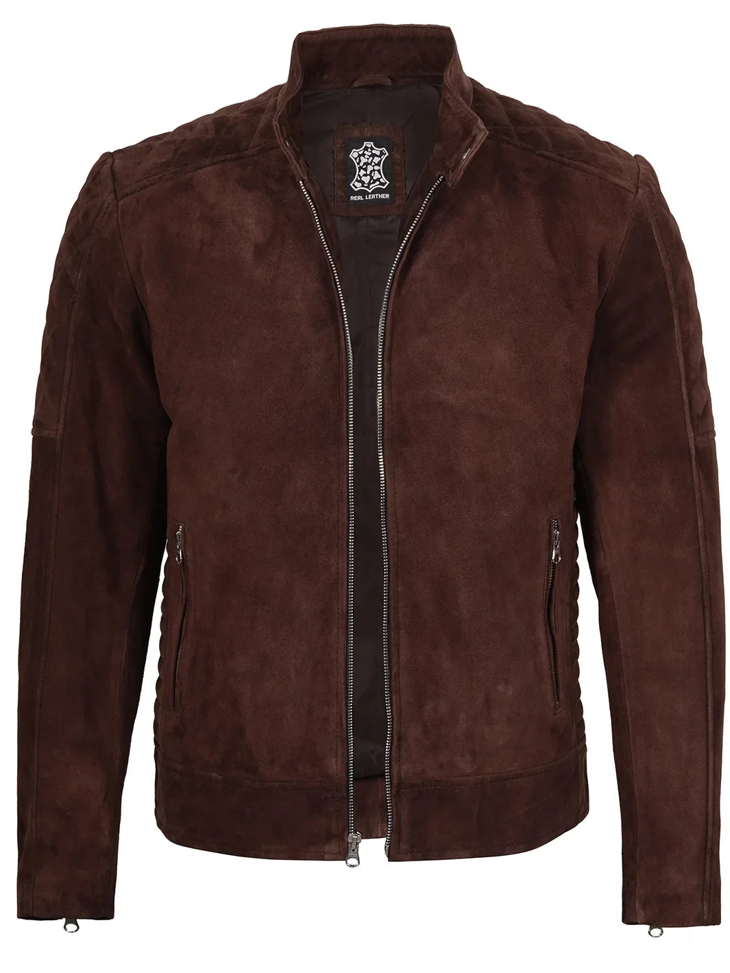 Miguel Men's Quilted Dark Brown Suede Jacket