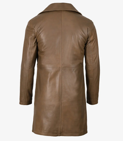 Mens 3/4 Length Lambskin Leather Brown Coat