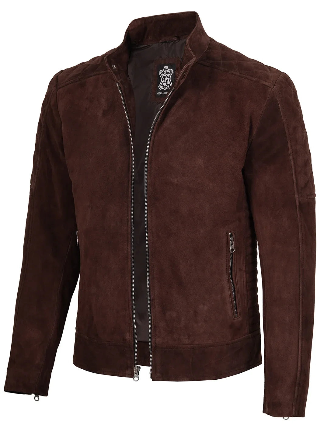 Miguel Men's Quilted Dark Brown Suede Jacket