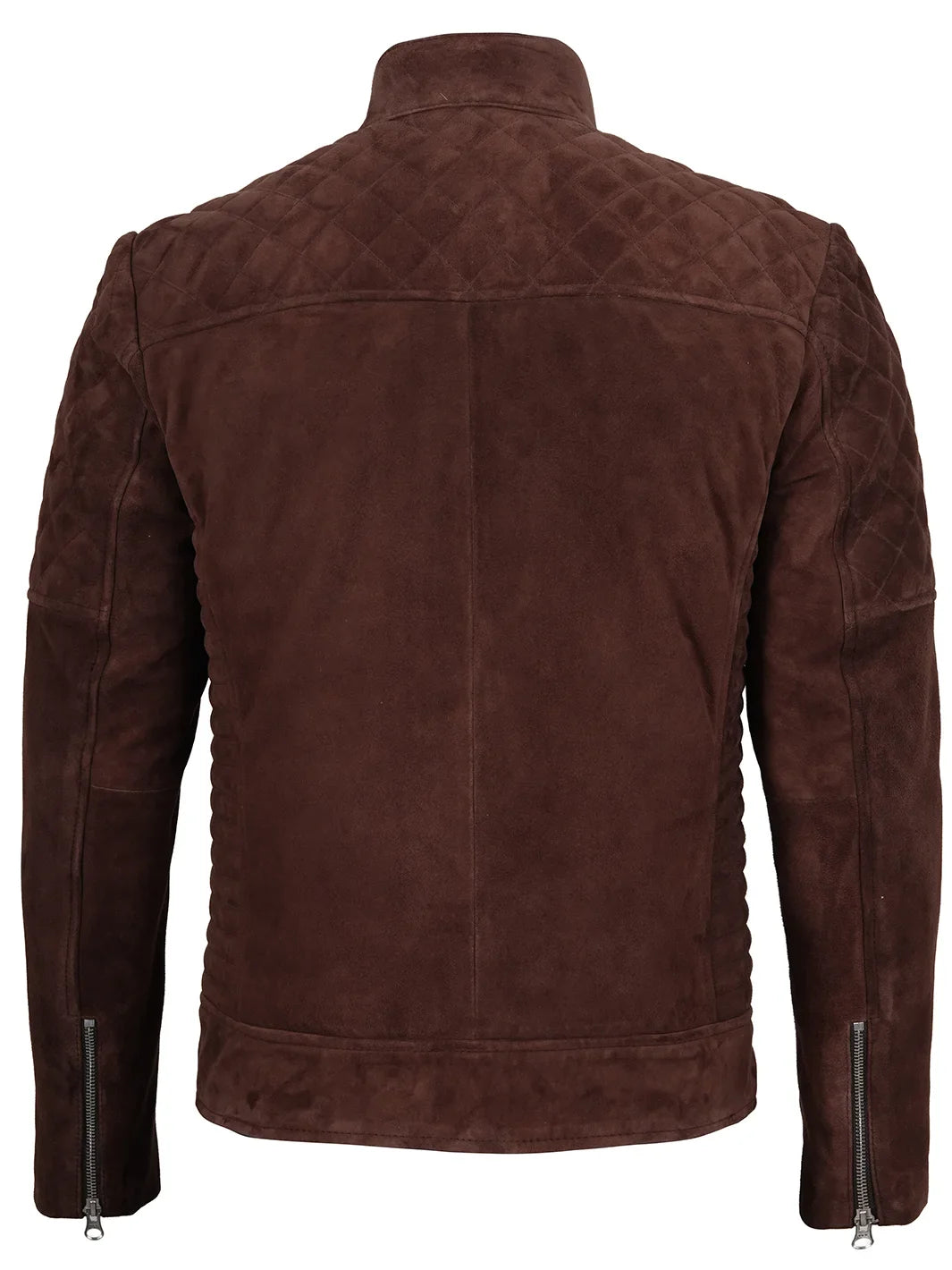 Miguel Men's Quilted Dark Brown Suede Jacket
