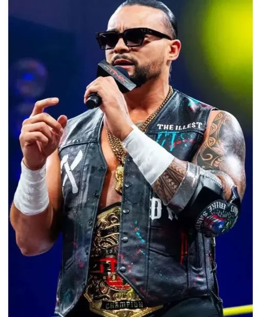 TNA Rebellion 2026 Mike Santana The Illest Black Leather Vest