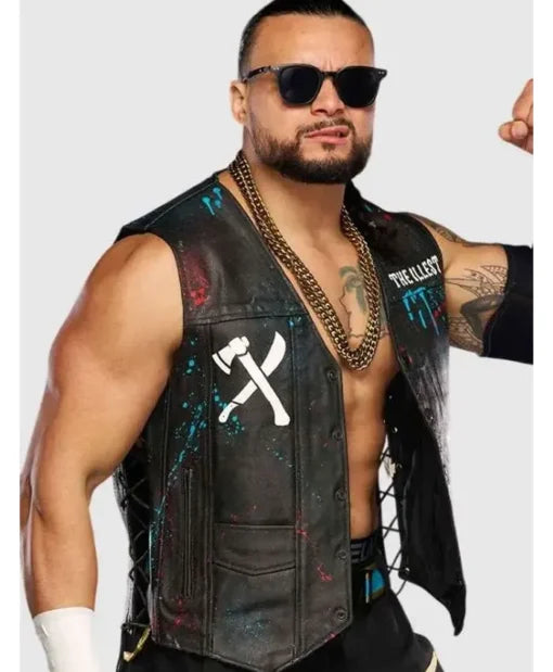 TNA Rebellion 2026 Mike Santana The Illest Black Leather Vest