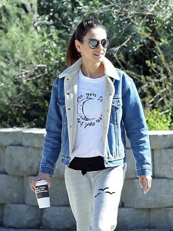 Mila Kunis Shearling Denim Jacket Max Jackets