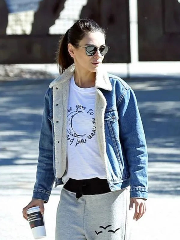 Mila Kunis Shearling Denim Jacket Max Jackets