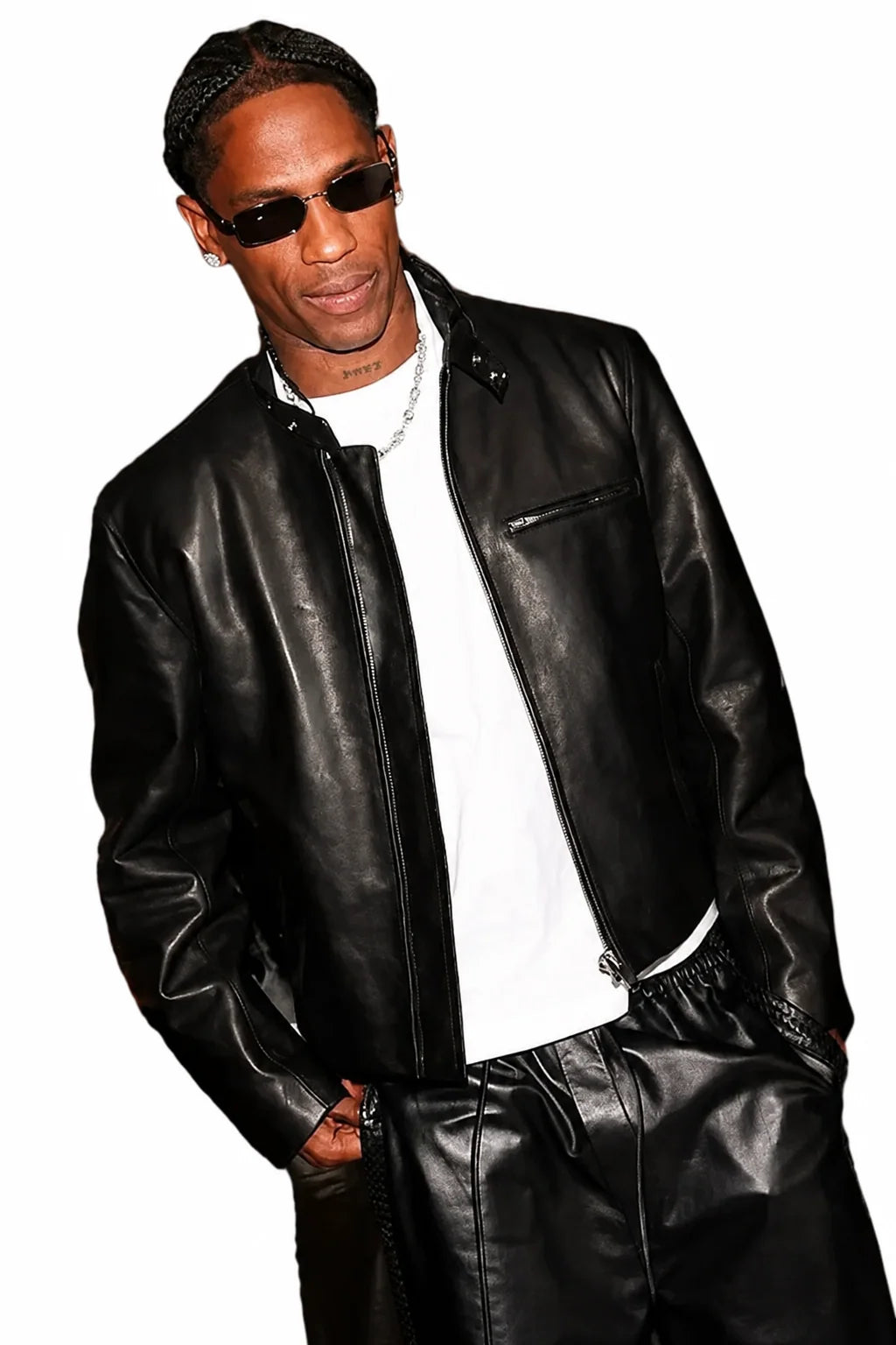 Travis Scott black jacket with open-hem cuffs