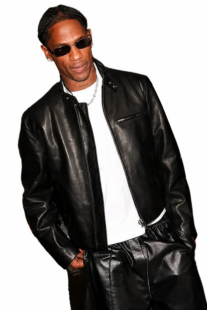 Travis Scott black jacket with open-hem cuffs