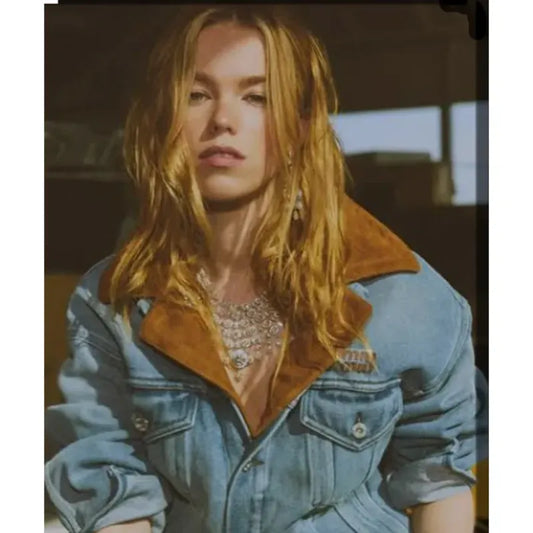 Milly Alcock Miu Miu Blue Denim Jacket