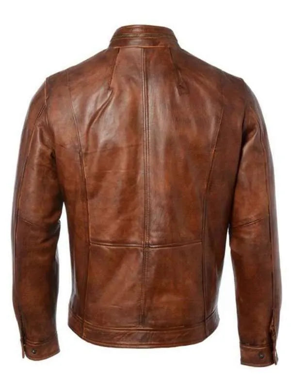 Mens Biker Distressed Motorcycle Genuine Biker Leather Jacket Max Jackets