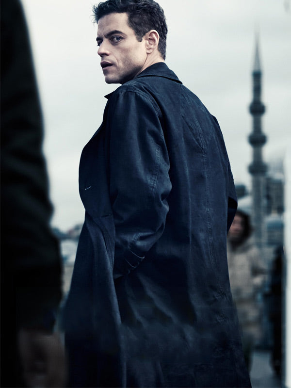 The Amateur 2025 Rami Malek Black Coat Max Jackets