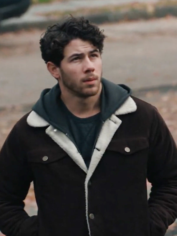 The Good Half 2024 Nick Jonas Brown Shearling Jacket Max Jackets