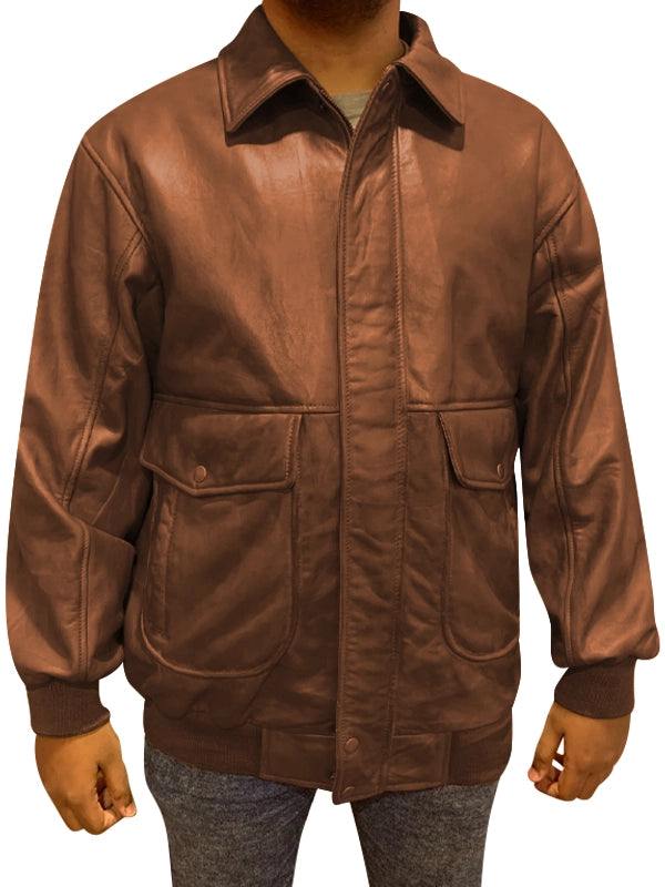 Nadia Turner Brown Leather Bomber Jacket Max Jackets