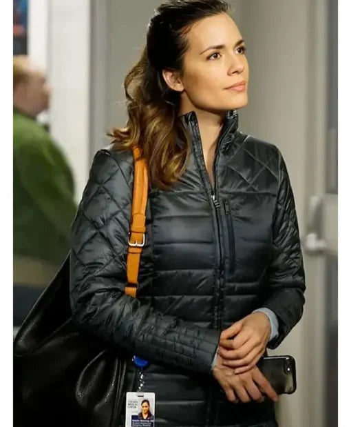 Torrey DeVitto Chicago Med S04 Natalie Manning Black Puffer Coat