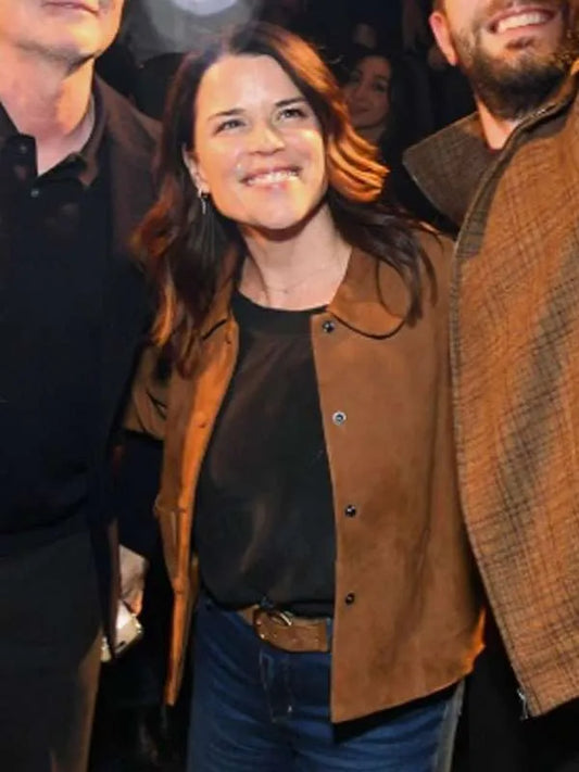 Neve Campbell Scream 7 Premiere Brown Suede Jacket