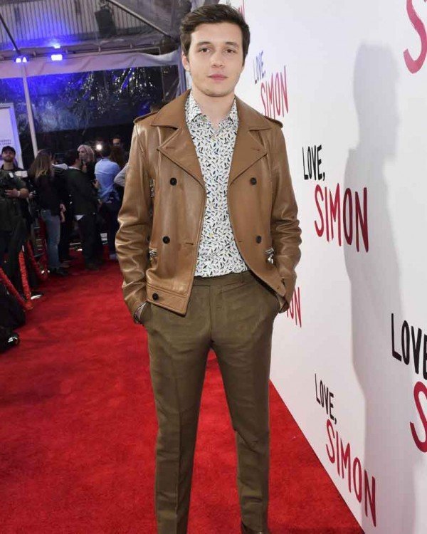 Nick Robinson Love Simon Brown Biker Leather Jacket Max Jackets